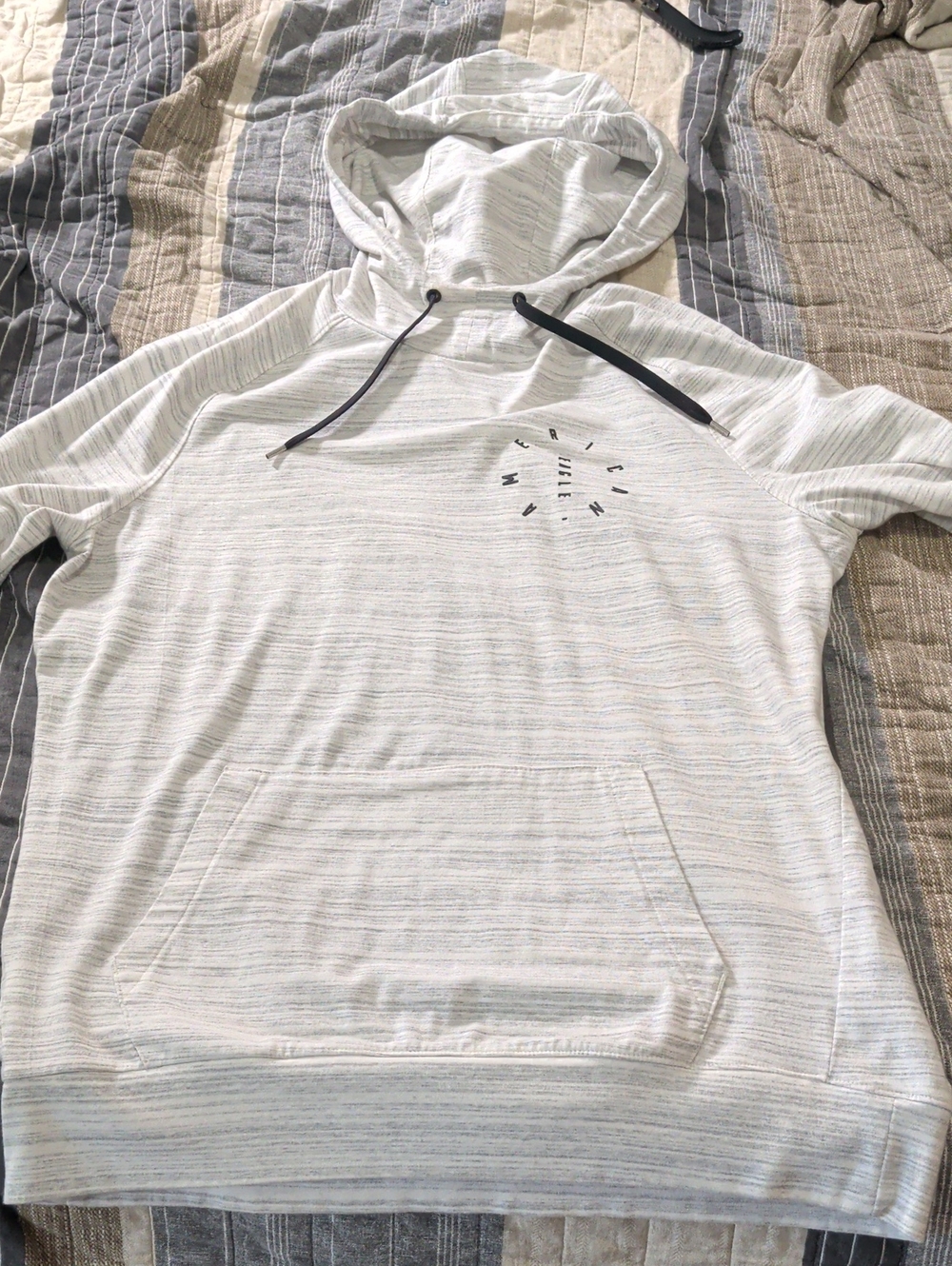 American Eagle Outfitters Light Heather Gray Striped Pullover Hoodie